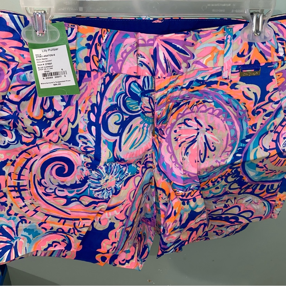 NWT (not attached!!) Lilly Pulitzer Blue Current Drop Me a Line Callan Short, 6